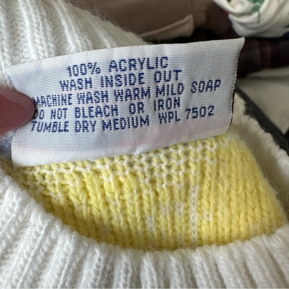 Vintage Go Nitty Long Sleeve Sweater Girls S White Multi Hearts Bows Flower - Picture 3 of 5